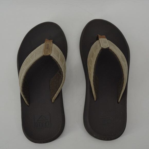Reef Womens Sz 7 Leather Flip Flop Thong Sandals Tan Classic - Picture 8 of 14